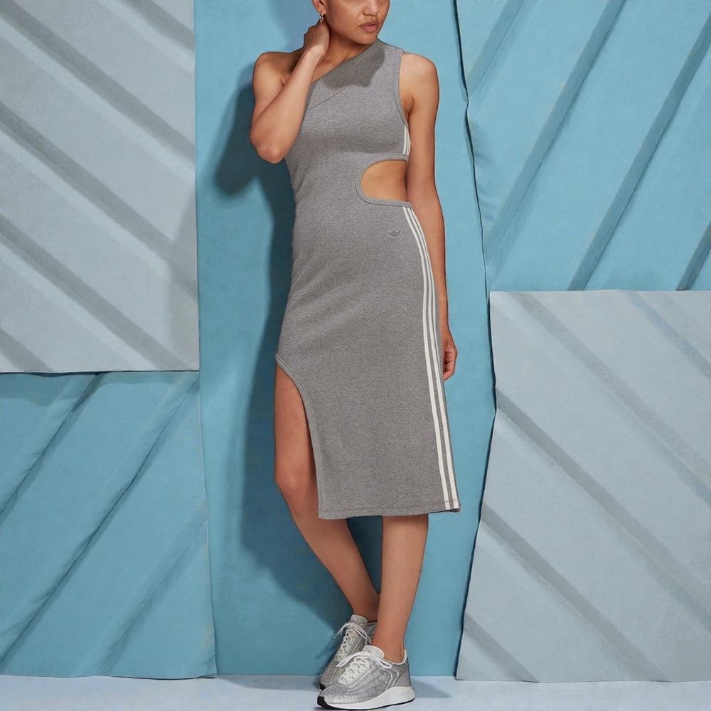 *NWT* Adidas Blue Version' One-Shoulder Dress in Grey - Size Small